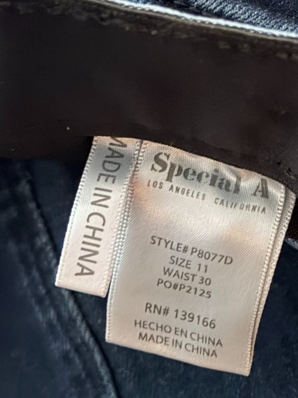 Special A Super Flare Jeans Size 11/30 Dark Wash Stretchy High Wasted Banded Hem - Picture 13 of 16